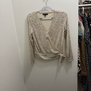 Sequin Silver  Wrap Top